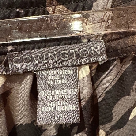 Covington blouse with a black, white, and gray abstract pattern women’s size L - Picture 3 of 11